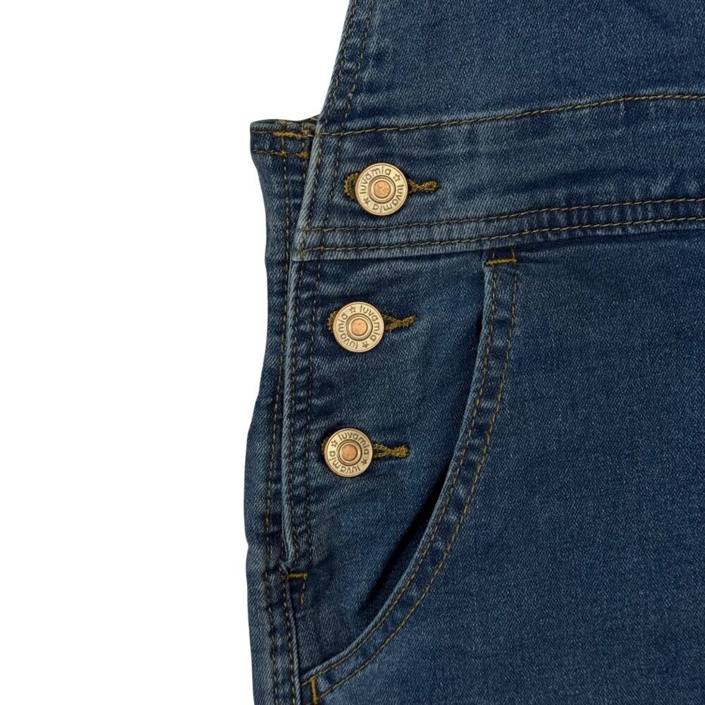 Luvamia NEW Denim Overalls Blue Medium Wash Women Size Small Casual - Picture 3 of 11